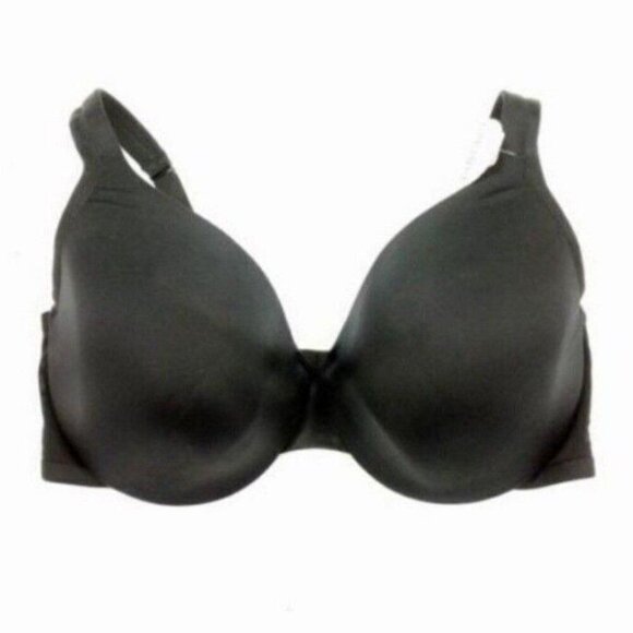 Cacique Lane Bryant Women Bra Smooth Satin Full Coverage U/W Size 38F Black - Picture 1 of 8